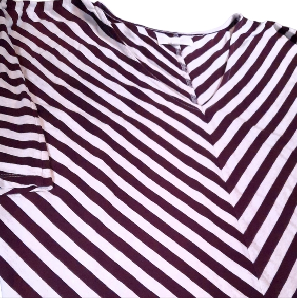 Synergy Organic Cotton Dolman Top Short Striped Shirt V Neck 3/4 Flare Sleeves M - Picture 3 of 6
